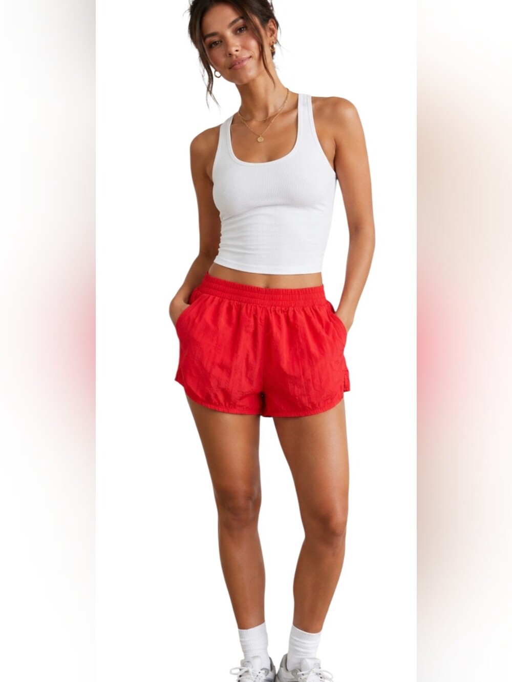 Urban Outfitters Red Crinkle Nylon Pull-On Shorts Size S/P